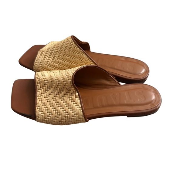 STAUD Woven Raffia Leather Slide Sandals
Size 38.5 | Natural Brown Flat Mules - Picture 1 of 9